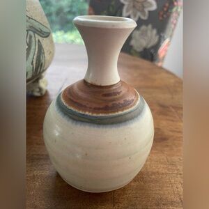 5” Handmade Stoneware Pottery Vase Artist Signed Jacob